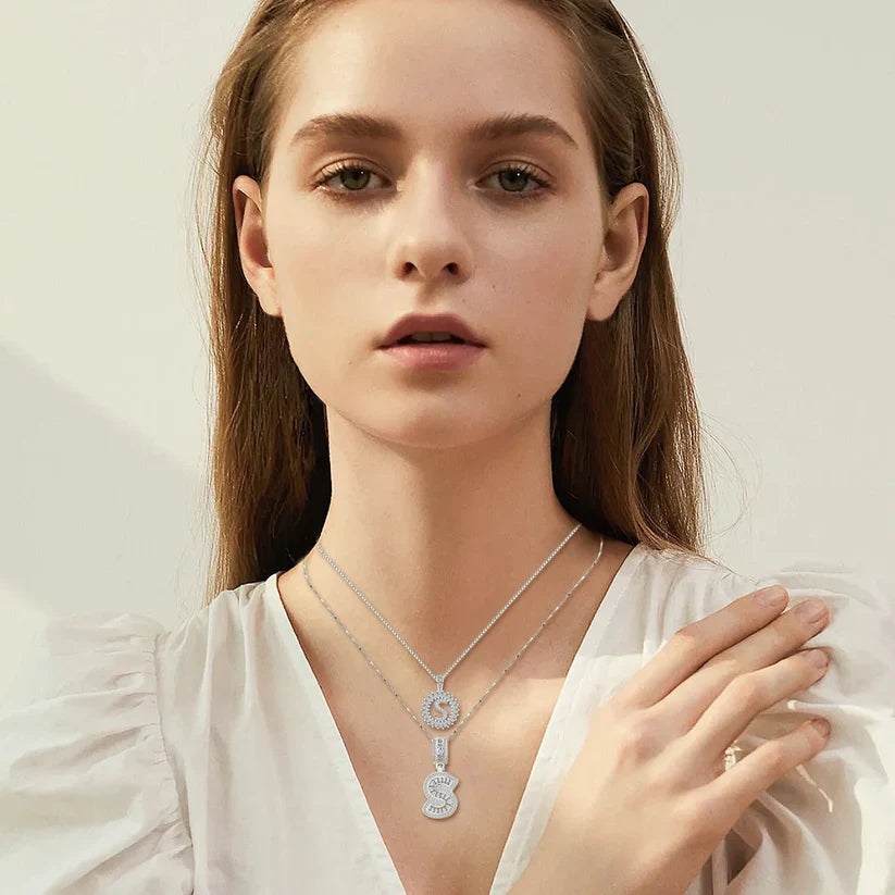 Moissanite letter initial necklace set