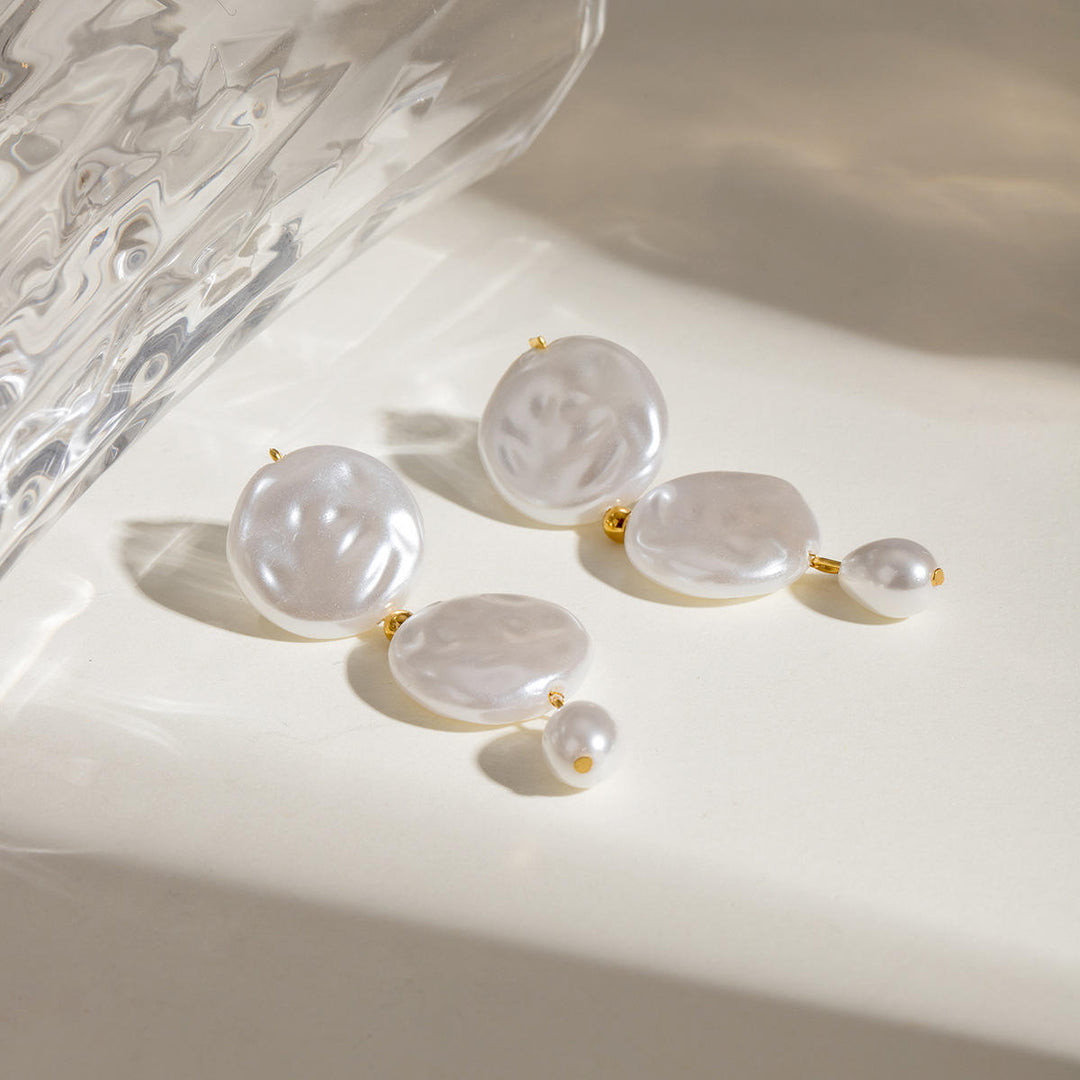 Geometric Freshwater Pearl Earrings