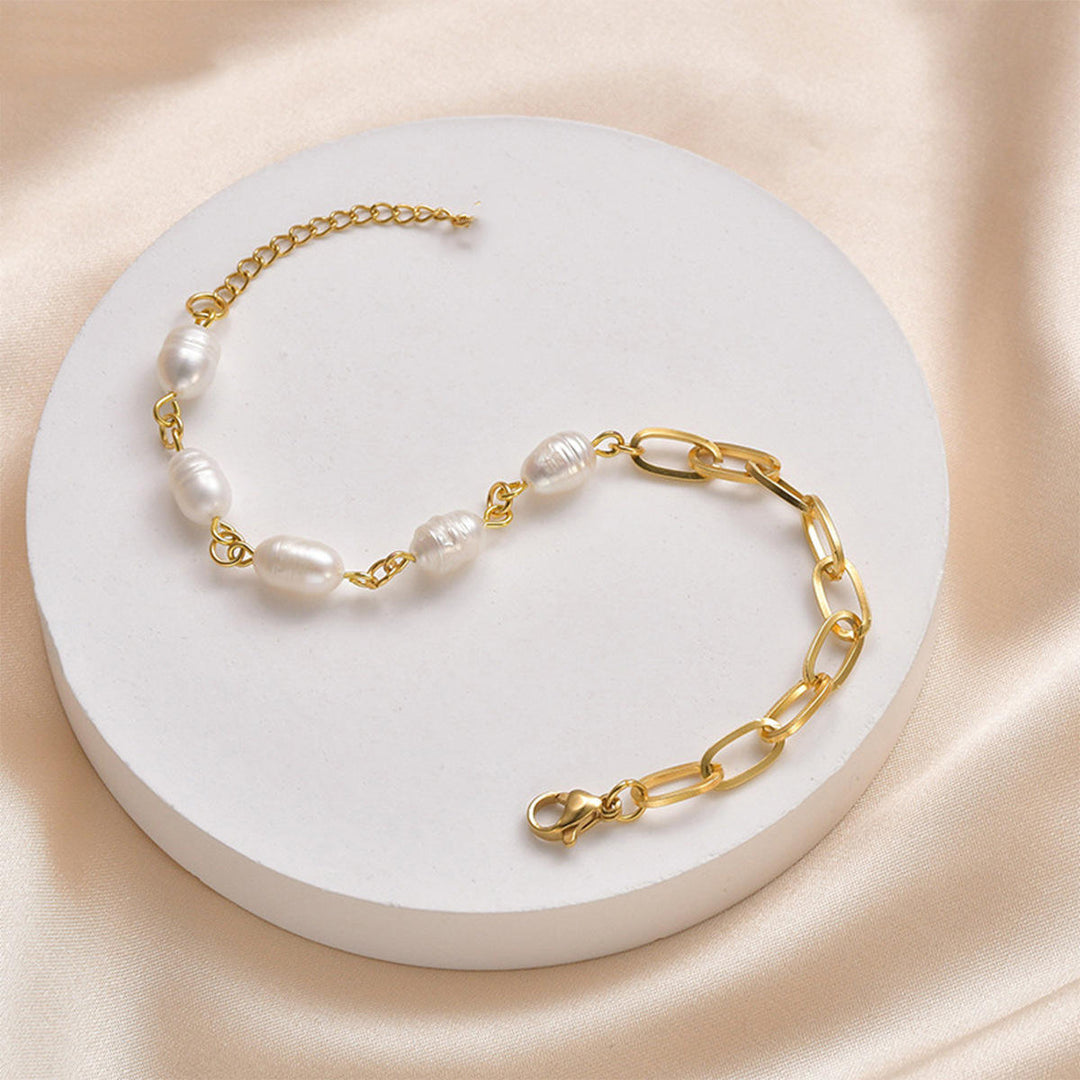 Freshwater Pearl Paperclip Bracelet