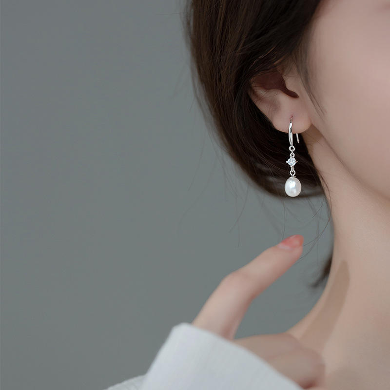 Baroque Pearl Zircon Stud Earrings