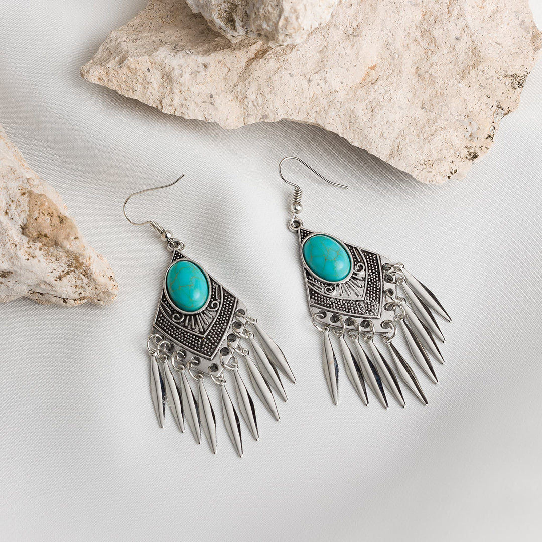Turquoise Dawn Fringe Earrings