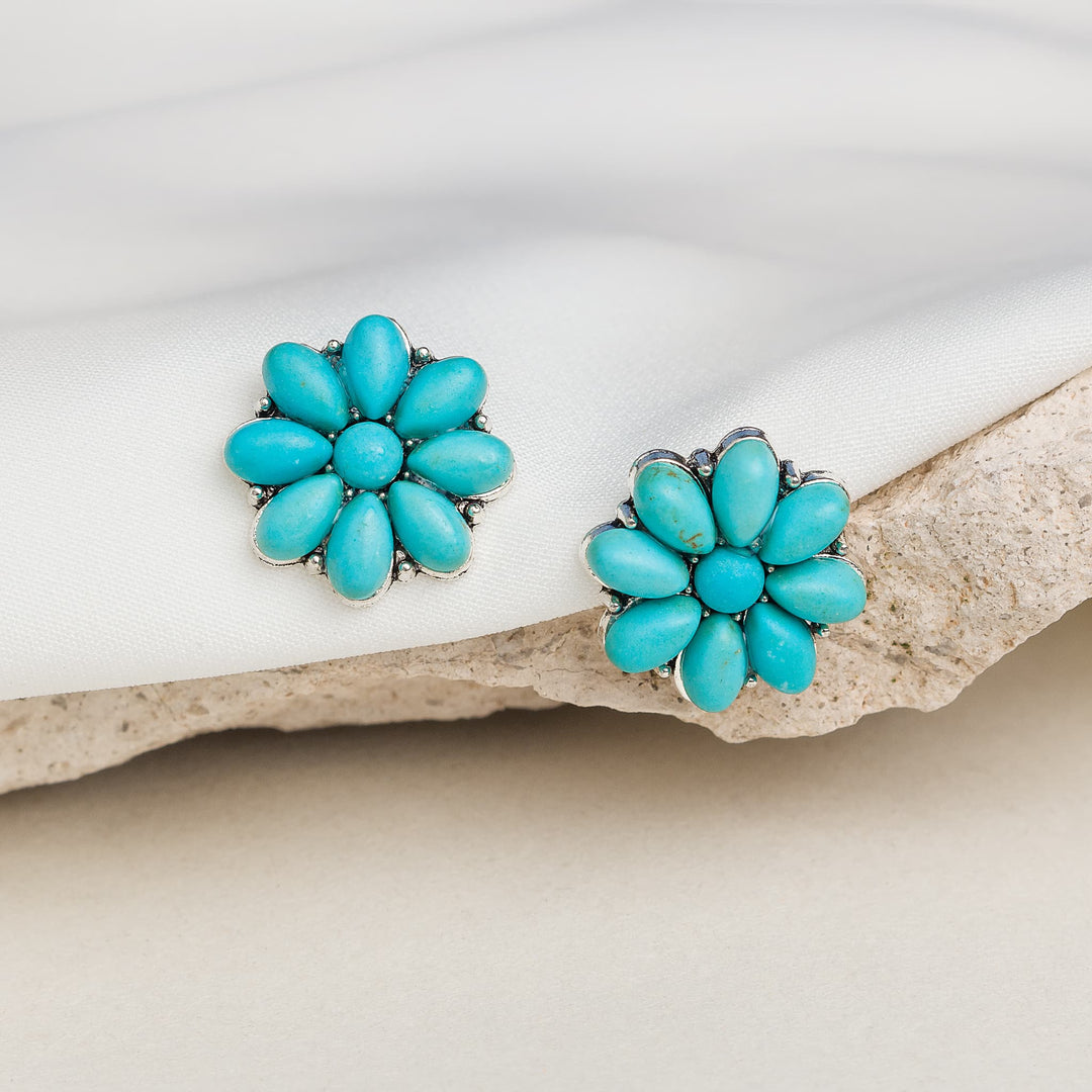 Turquoise Blossom Stud Earrings