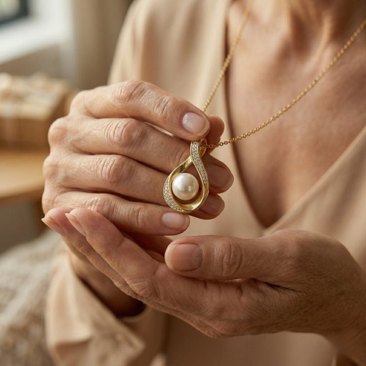 Gold Infinity Pendant with Freshwater Pearl