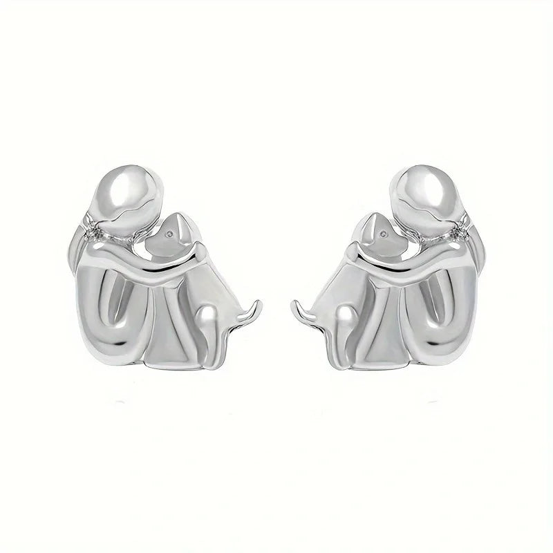 Silver and Gold Two-Tone Hug Earrings