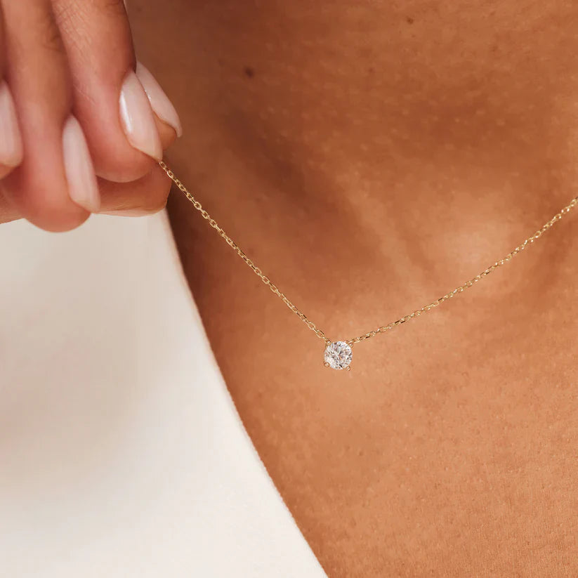 Moissanite Stone Necklace in Gold