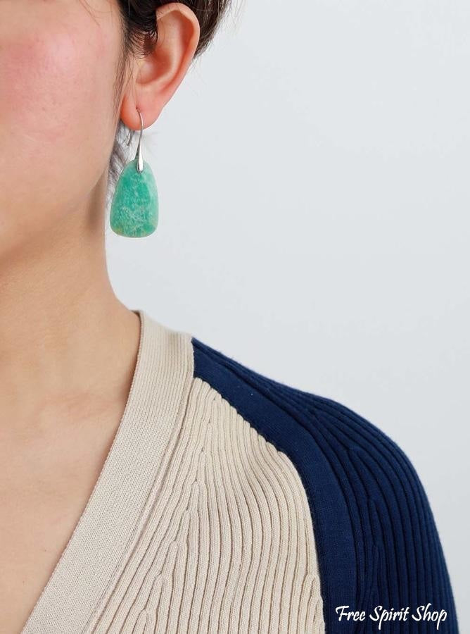 Natural Amazonite Stone Dangle Earrings