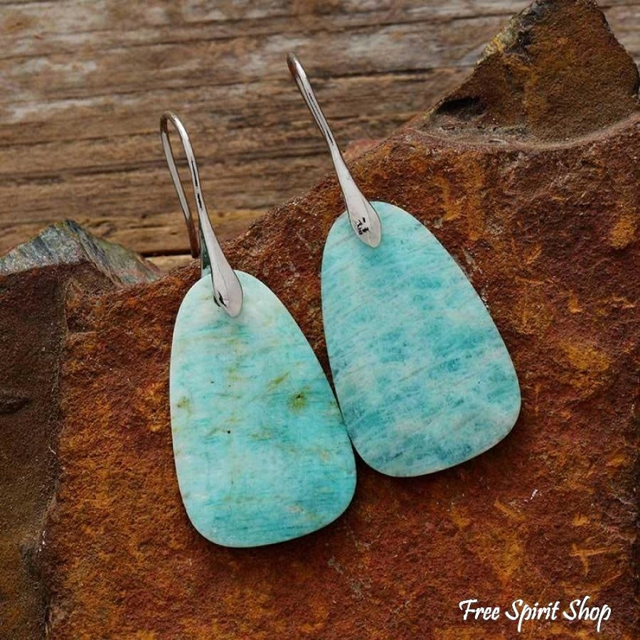 Natural Amazonite Stone Dangle Earrings